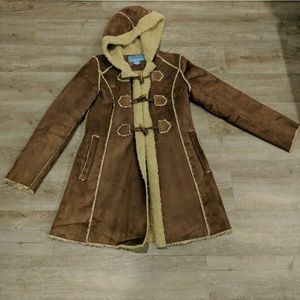 Nine West Shearling Lined Sherpa Suede Jacket